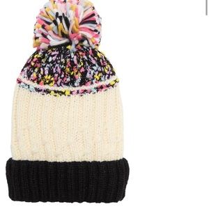 VINCE CAMUTO Popcorn Stripe Pompom Beanie NWOT